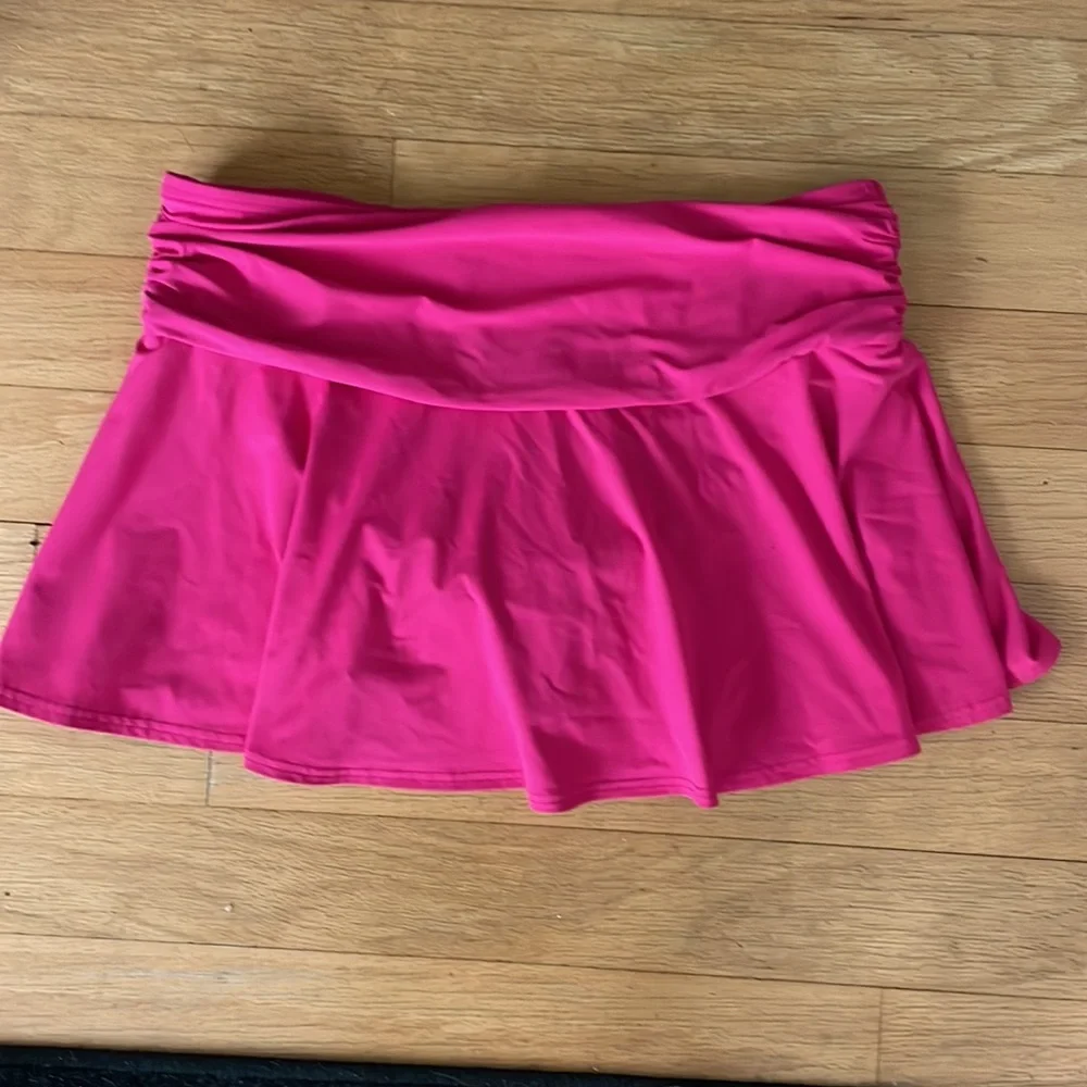 Lands End Swim Skirt Skort 10 Pink Stretch Lined Elastic Waist M BarbieCore - Picture 2 of 8